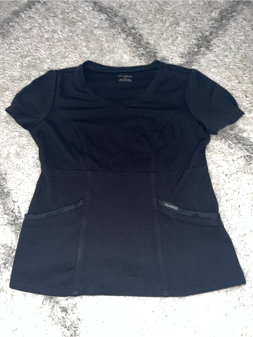 Jaanuu Black Short-Sleeve Scoop Neck Medical Top